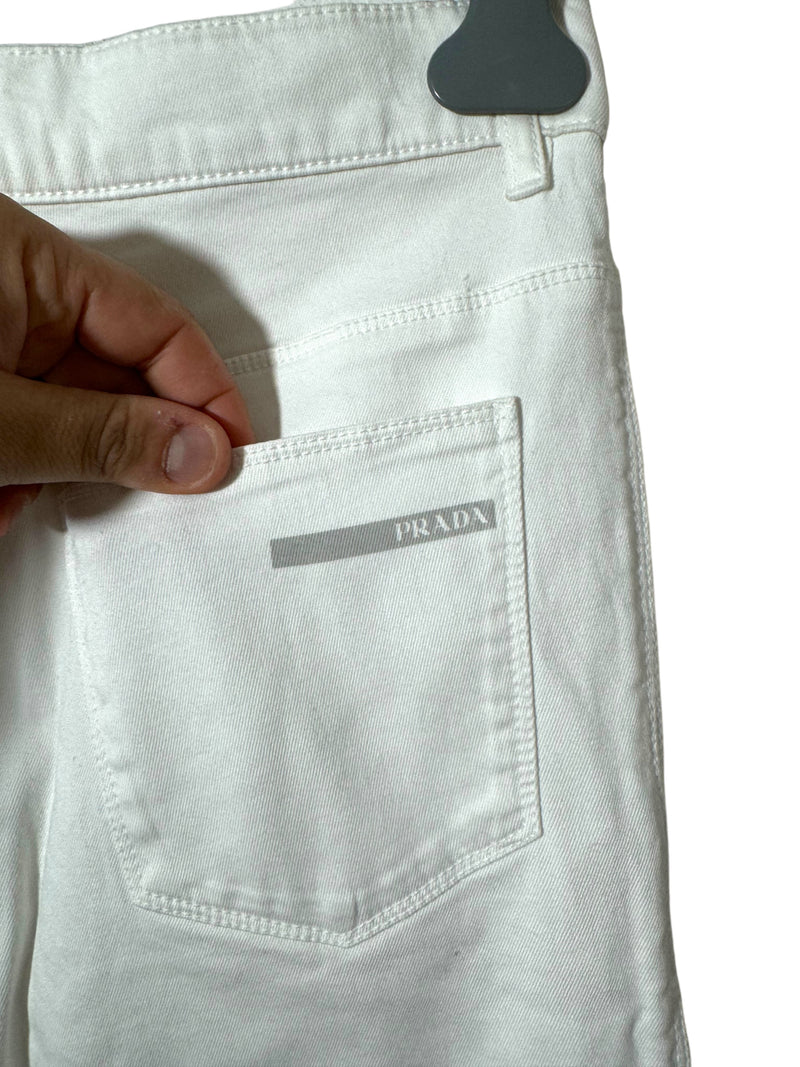 Prada pantaloni a zampa in jeans bianco