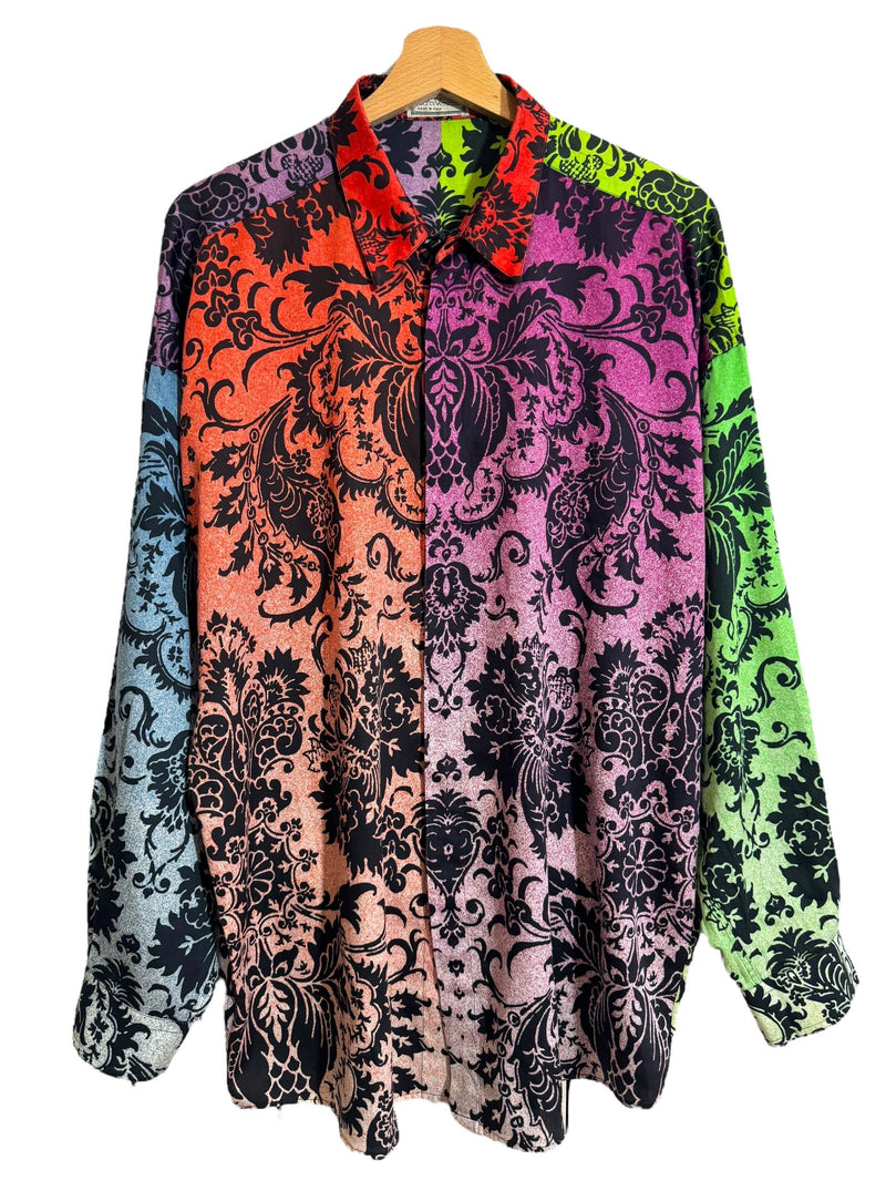 Gianni versace camicia vintage anni 90s con stampa multicolore