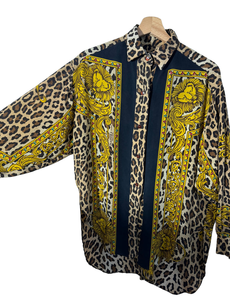 Camicia vintage in seta barocca animalier