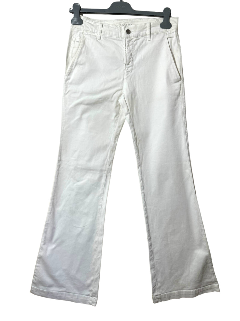 Prada pantaloni a zampa in jeans bianco