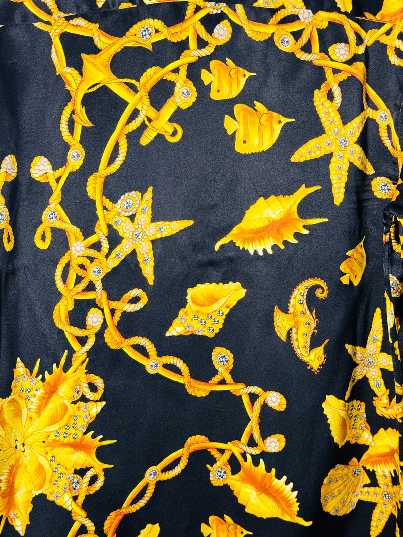 Camicia vintage in seta stampa stile barocco (S)