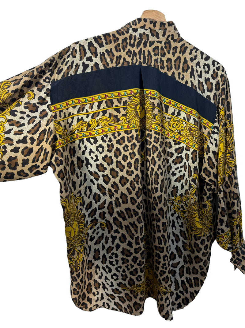 Camicia vintage in seta barocca animalier
