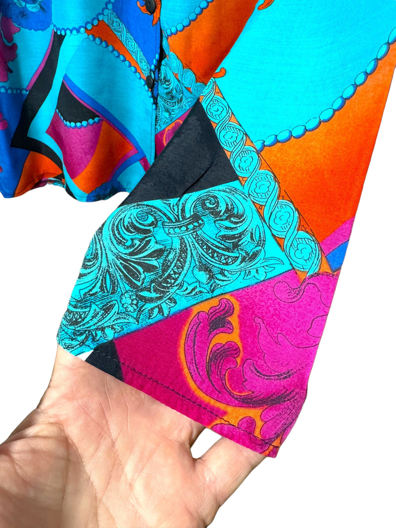 Camicia vintage con stampa barocca multicolore (L)