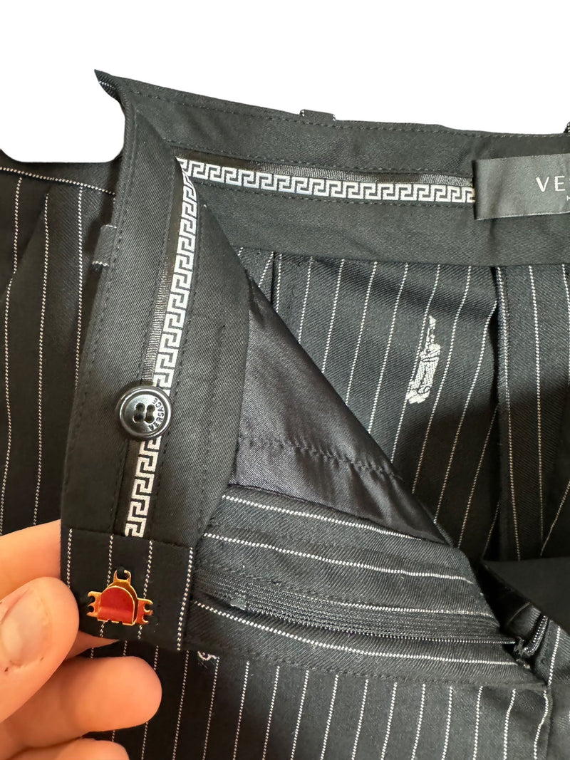Versace pantaloni gessati in lana (42)